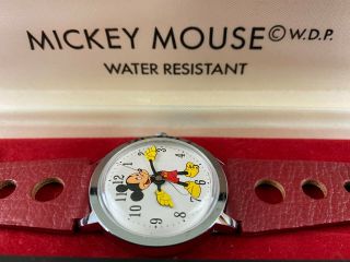 Vintage And Rare 1971 Timex Mickey Mouse Watch Wdp Water Resistant W/box