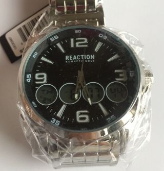 Kenneth Cole Reaction Mens Silver Dial (b) Bracelet Digital Analog Watch 10030985