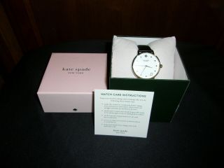 Nwt Kate Spade Monogram Watch " D " Initial Ksw9009d Black Leather Band Msrp $195