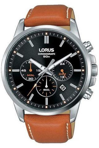 Lorus Gents Chronograph Leather Strap Watch - Rt387gx9 Lnp