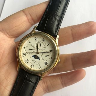 Rotary Mens Moonphase Quartz Watch With Day Date 24 Hour Sub - Dials