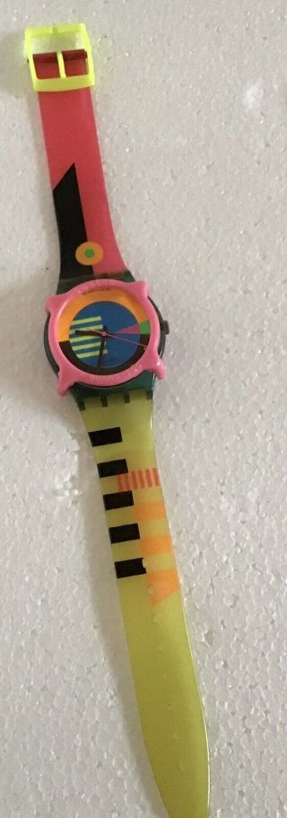 RARE 1988 VINTAGE SWATCH WATCH FLUMOTIONS MEMPHIS STYLE GN102,  Swatch Guard Too 3