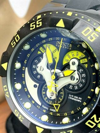 Invicta Mens Watch 18556 Excursion Chronograph Black Yellow Dial Chipped Crystal