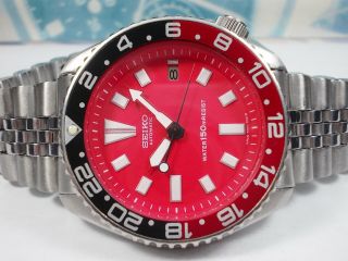 Seiko 150m Scuba Date Automatic Mens Watch 7002 - 700a,  Red/coke (sn 122489)