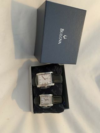 Bulova Mens And Womans Stainless Steel Watch Set 96a29 & 96t59