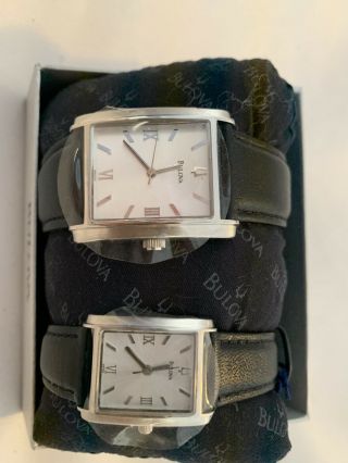 Bulova Mens and Womans Stainless Steel Watch set 96A29 & 96T59 2