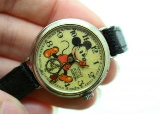 1936 Ingersoll English Mickey Mouse Wrist Watch With Red Beard - Butchered Inner