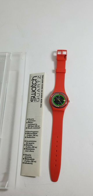 Vintage 1984 Swatch Compass Lr102 Red,  Old Stock