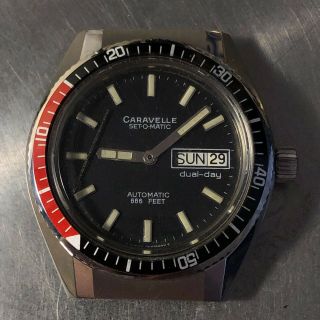 Caravelle Set - O - Matic Automatic 666 Feet 17 Jewels Diver Watch