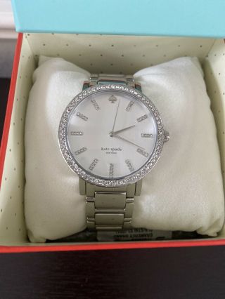 Kate Spade York Gramercy Grand Stainless Steel Watch W/ Crystal Markers Nwt