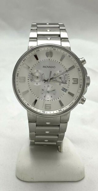 Movado Se Pilot White Dial Chronograph Stainless Steel Watch