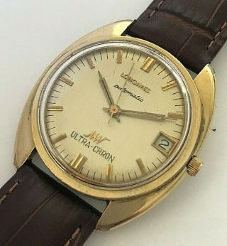 Vintage 10 K Gold Fi.  Longines Ultra - Chron Swiss Automatic Mens Watch W.  Date