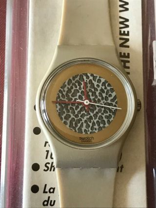 Wristwatch Swatch Lady Bc/bg (lt102) - New/nos - 1985 - Artist/vintage - Brown/gray/gold