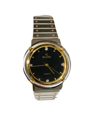 Vintage Elgin Men’s Quartz TwoTone Wrist Watch Old Stock FromThe 80s (1360M) 2