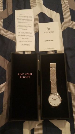 Vincero Kairos Luxury Women’s Wrist Watch (silver & White/silver Mesh Band)