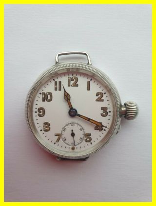 1915 London Silver Borgel Trench Watch For Light Repair,  35mm Diameter