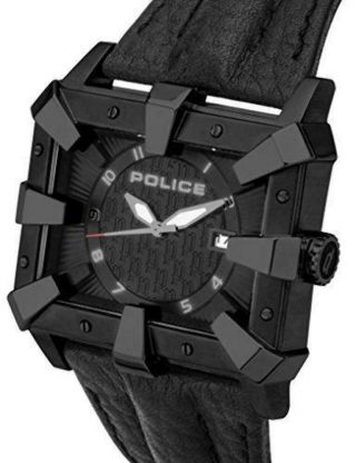 Police Men ' s PL.  93404AEU/02A Quartz Watch with Black Dial Analogue Display and L 2