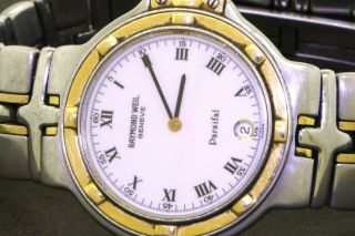 Raymond Weil Parsifal 9190 2 - tone SS high fashion quartz men ' s watch w/ date 2