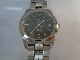 Tissot 1853 Mens Watch Date Automatic Pr 50 Black Dial Stainless Steel