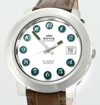 Royce Automatic Date Swiss 25 Jewel Old Stock Vintage Mens Wrist Watch