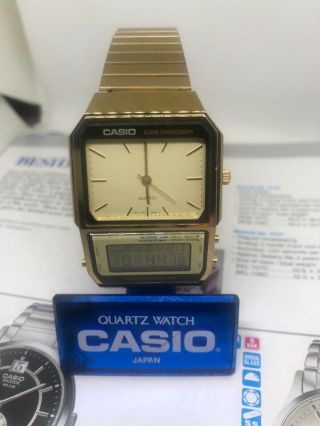Rare Vintage Casio Ab200 Gold Color Nos Watch Telemomo 20 Japan