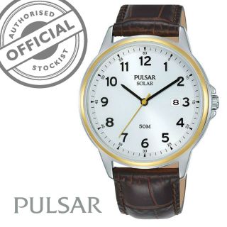 Pulsar Regular Quartz White Dial Brown Leather Strap Mens Watch Px3198x1 Rrp £80