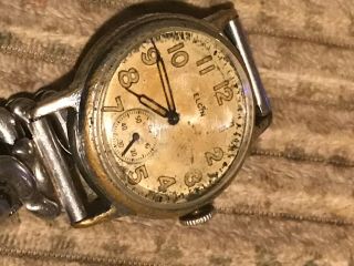 Vintage Ww2 Elgin Military Wrist Watch With Us Ord Dept