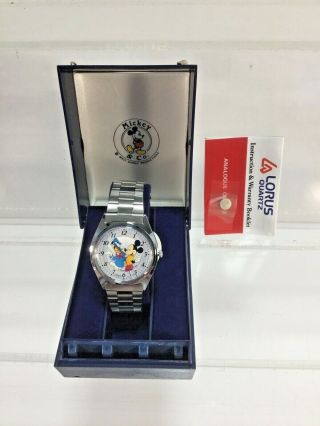 1986 Lorus Mickey Mouse & Donald Duck Disney Character Watch Rb2239 Tnw90