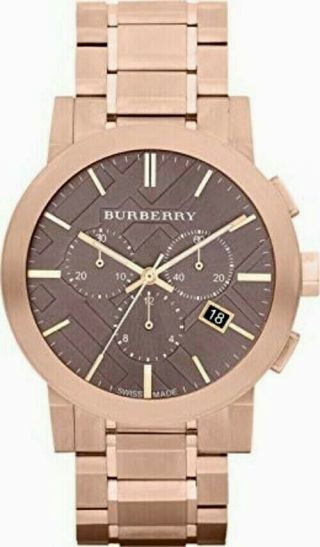Burberry Bu9353 Taupe Rose Gold Stainless Steel Chronograph Dial Watch