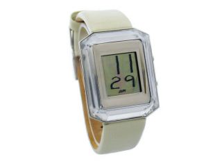 ⌚⌚new Frank Gehry With Fossil Ladies Gem Digital Dial White Leather Watch Gh2027
