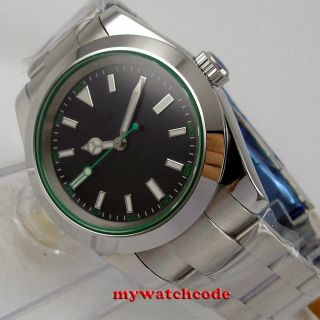40mm Bliger Sterile Black Dial Green Hand Sapphire Glass Automatic Mens Watch