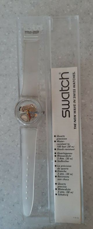 Vintage 1985 Swatch Watch Jelly Fish Gk100 Thin Hands 7 Hole Band