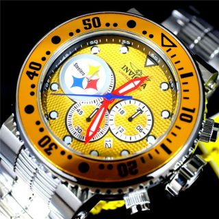 Invicta Nfl Grand Pro Diver Pittsburgh Steelers Yellow Chrono 52mm Watch
