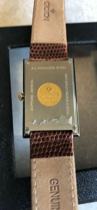 Croton 18k Gold and stainless steel Watch with Lizard leather band 2