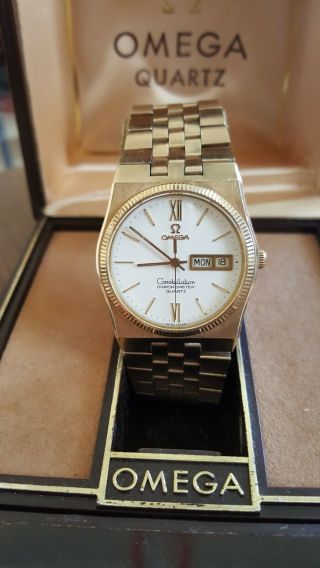 Omega Constellation Chronometer Day Date Mens Watch 34mm Cal 1346