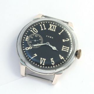 Cyma Large Wristwatch Made Of Vintage Swiss Pocket Watch Marriage