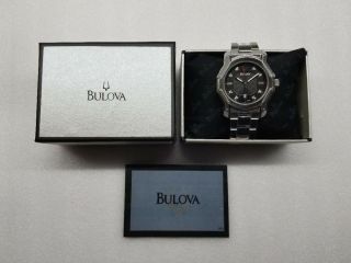 Bulova 8 Diamonds Markers Date Black Dial Stainless Steel Men 