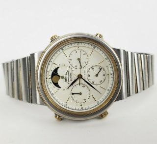 Vintage Seiko Chronograph Quartz Sports 100 Moonphase Mens Watch 7a48 - 5000