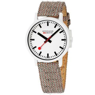 Mondaine Essence Quartz White Dial Brown Textile Strap Watch Ms1.  41110.  Lg