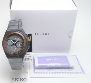 Seiko Spirit Smart Giugiaro Sced053 Wristwatch Men 7t12 Gray Orange Quartz Rider