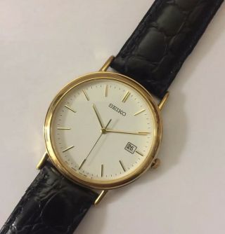 Vintage Old Stock Seiko Gents Gold Plated Date Watch Quartz Full Order