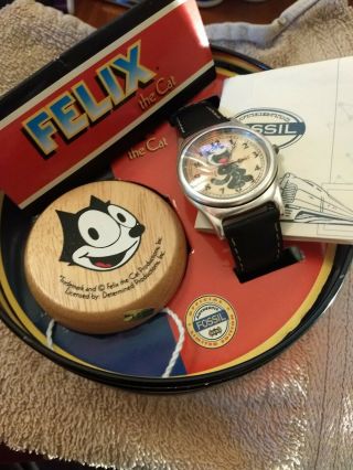 Fossil Felix The Cat Laughing Cat Collectors Watch Tin Box 1994
