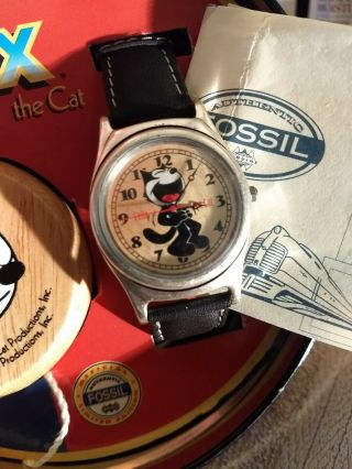 FOSSIL FELIX THE CAT LAUGHING CAT COLLECTORS WATCH TIN BOX 1994 2