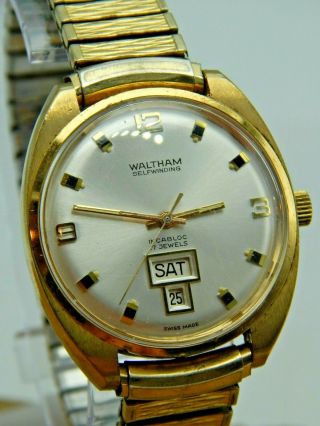 Vintage Waltham Gold Plated Selfwinding Swiss made 17 jewel day date watch 2