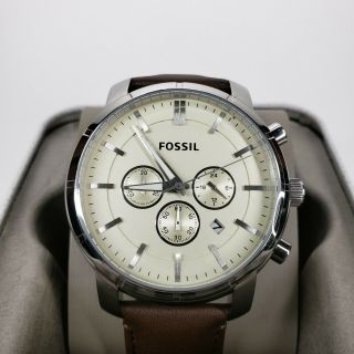 Fossil Mens Lance Model Watch Brown Leather And Chronograph Bq1280 - Nwt Nib