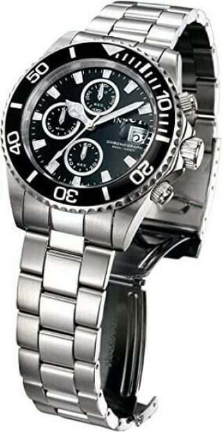 Invicta 1003 Pro Diver Classic 43mm Mens Chronograph Stainless Steel Black Watch