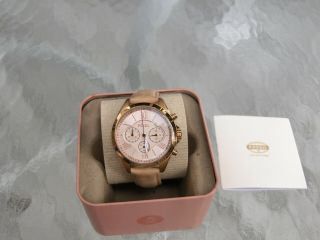 Fossil Bq 3003 Modern Courier Rose Gold Case 3 Eye Rose Dial Leather Band