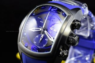 Rare Invicta Men 47mm Grand Lupah Swiss Chorno Royal Blue Stainless Steel Watch