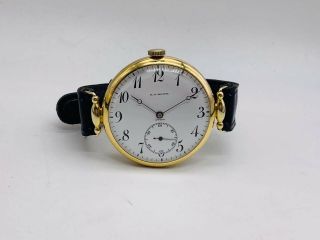 Military Antique Longines Trench Watch Gold Plated Case Wwi