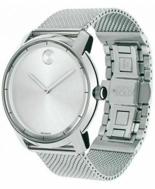 Movado Bold $495 Big Silver Stainless Steel,  Mesh Bracelet Swiss Watch 3600260
